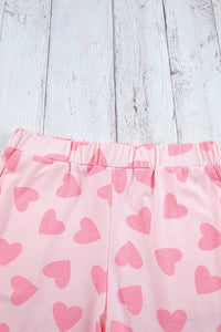 Pink Valentine Hearts Long Sleeve Top & Shorts Lounge Set
