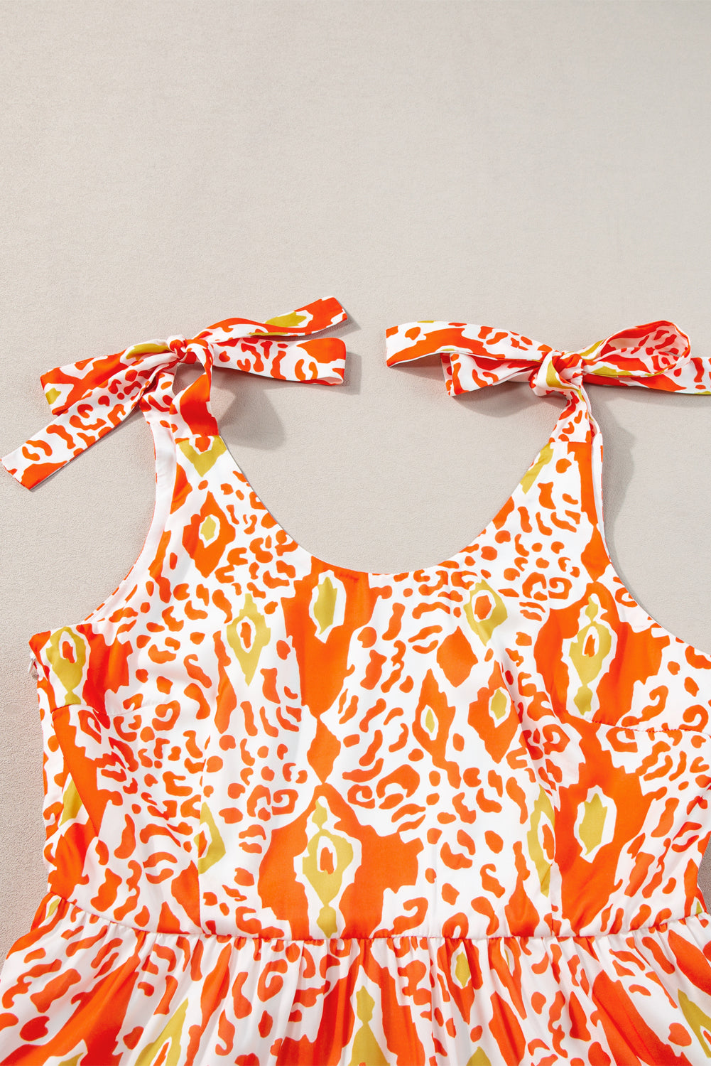 Orange Pink Yellow Floral Tiered Color-block Maxi Sun Dress