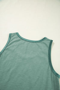 Metallic Shine Trim Scoop Neck Tank Top