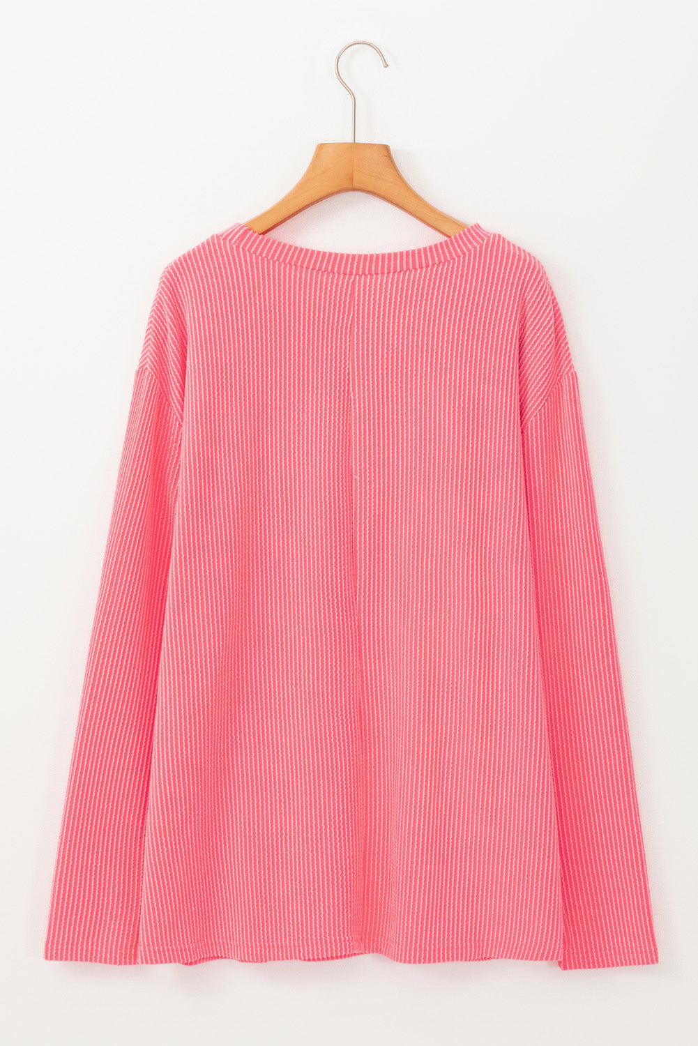 Plus Size Ribbed Corded Texture Long Sleeve Knit Tunic Shirt