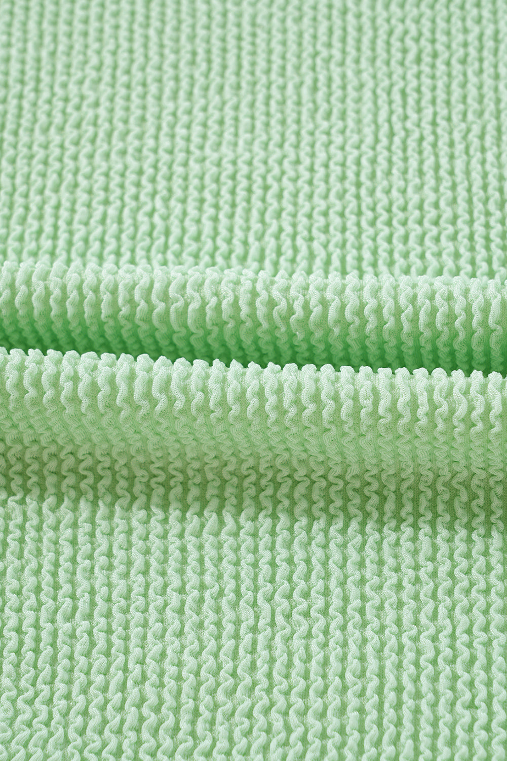 Spring Green Ribbed Drop Shoulder Pullover Top