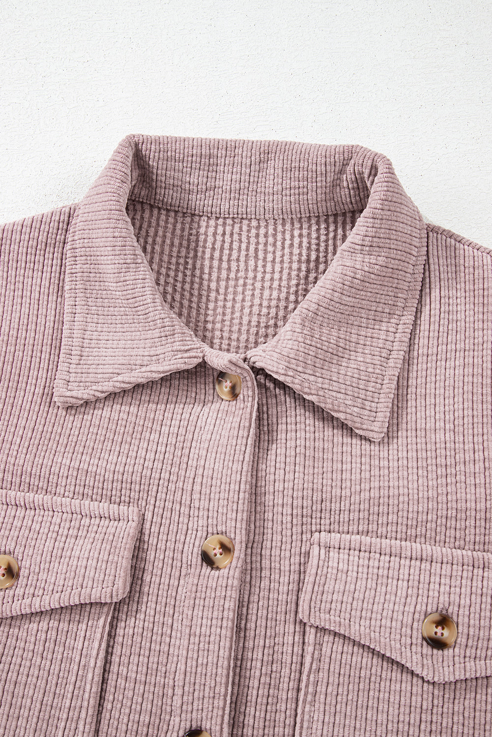 Corduroy Textured Double Chest Pocket Button Up Shacket