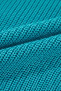 Turquoise Eyelet Bubble Sleeve Knit Sweater
