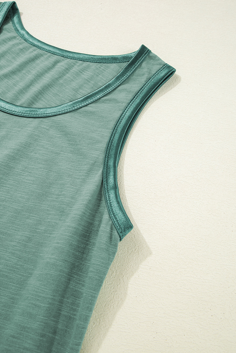 Metallic Shine Trim Scoop Neck Tank Top