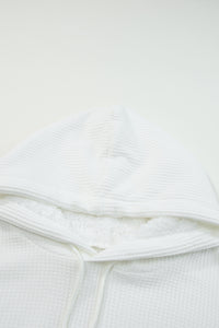 Brown Plaid and White Color Block Waffle Knit Hoodie