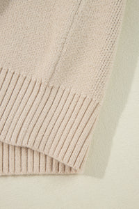 Beige Window Pane Plaid Drop Shoulder Knit Sweater