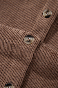 Corduroy Textured Double Chest Pocket Button Up Shacket