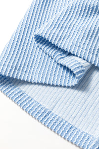 Plus Size Ribbed Corded Texture Long Sleeve Knit Tunic Shirt