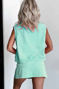 Mineral Wash Cotton Sleeveless Top and Skort Set