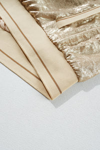 Khaki Metallic Zip Up Baseball Jacket