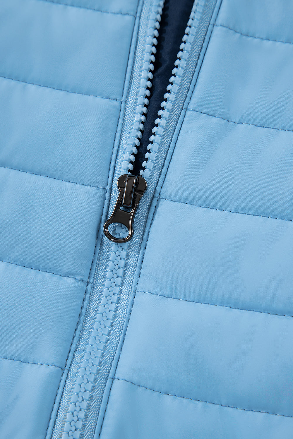 Silvery Solid Color Quilted Zip-up Puffer Jacket