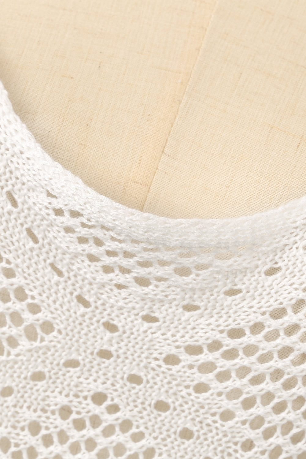 White Crochet Tasseled Hem Long Beach Cover Up