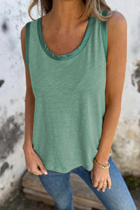 Metallic Shine Trim Scoop Neck Tank Top