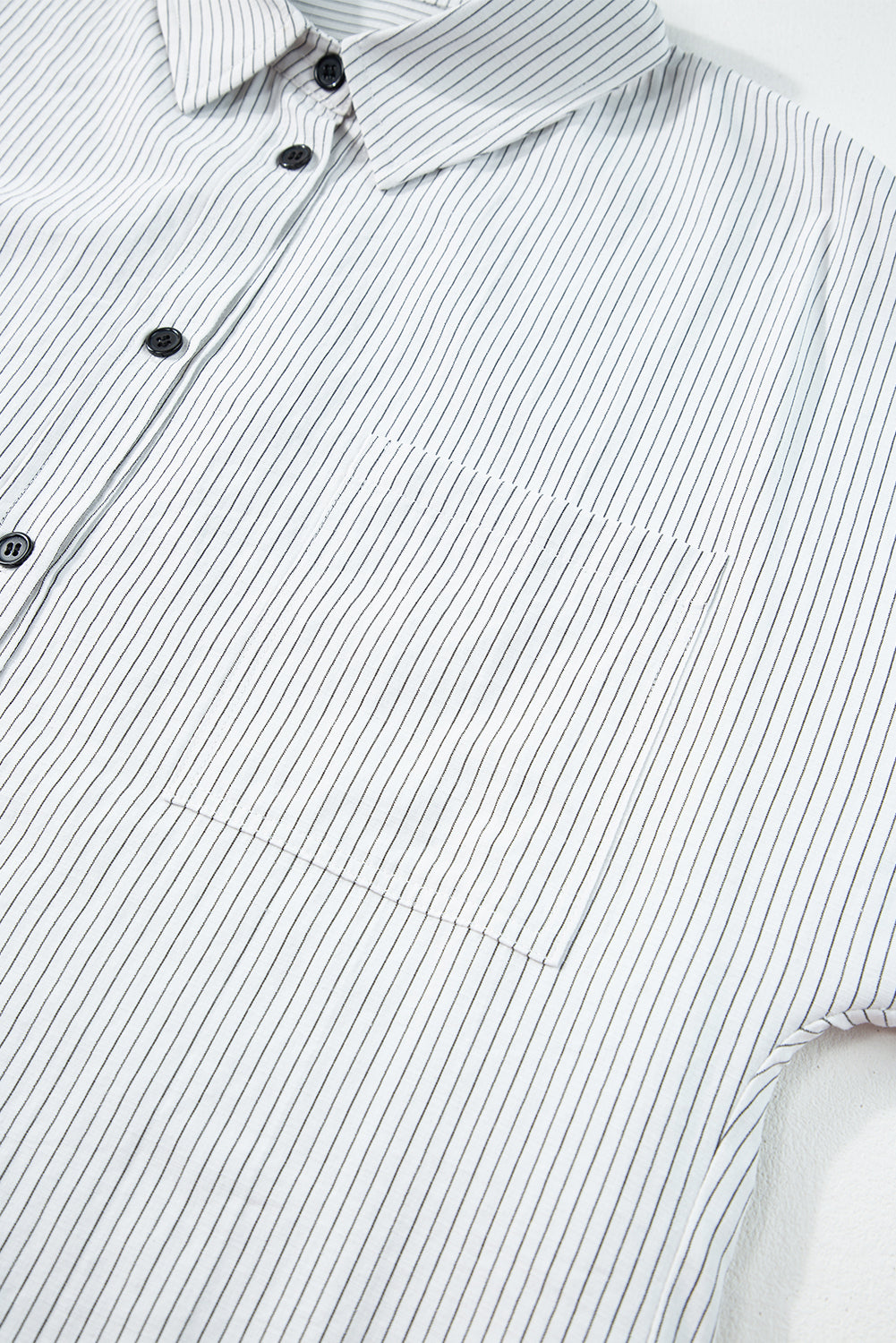 Black Stripe Roll-tab Raglan Sleeve Over-Sized Tunic Blouse