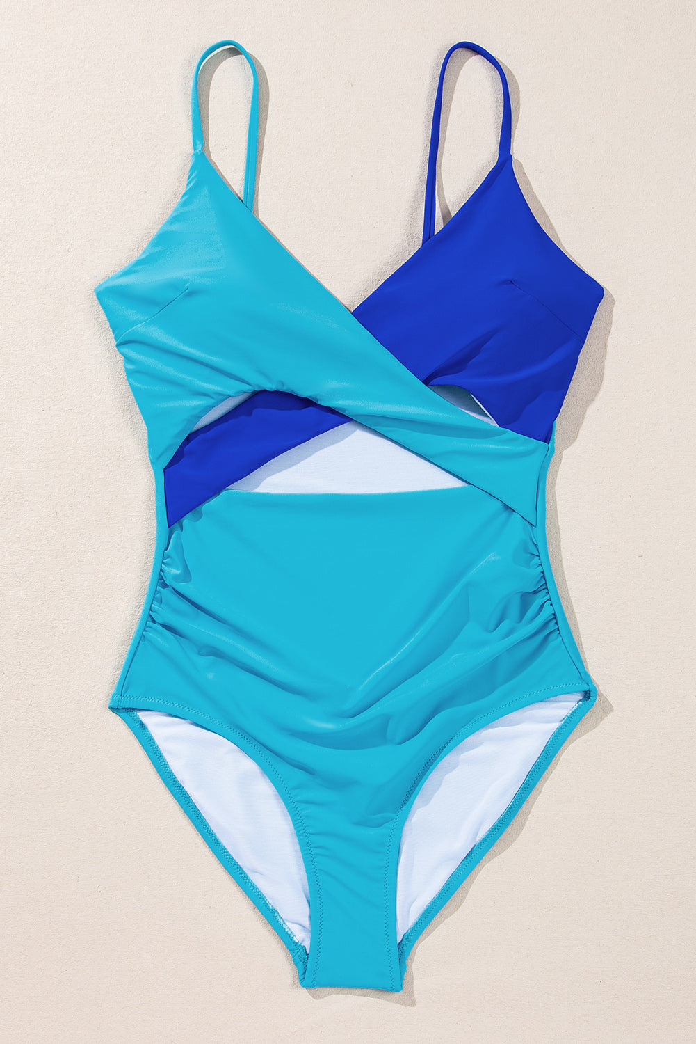 Pink and Black Crossover Cutout One Piece Padded Swimsuit