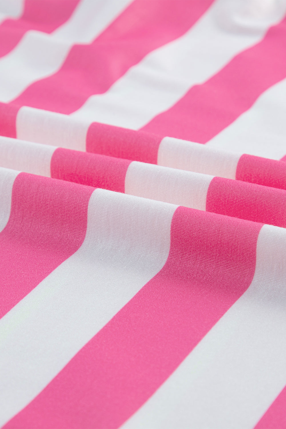 Pink and Bright Green Striped Colorblock Drop Shoulder Sleeve Tee