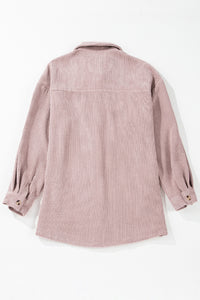 Corduroy Textured Double Chest Pocket Button Up Shacket