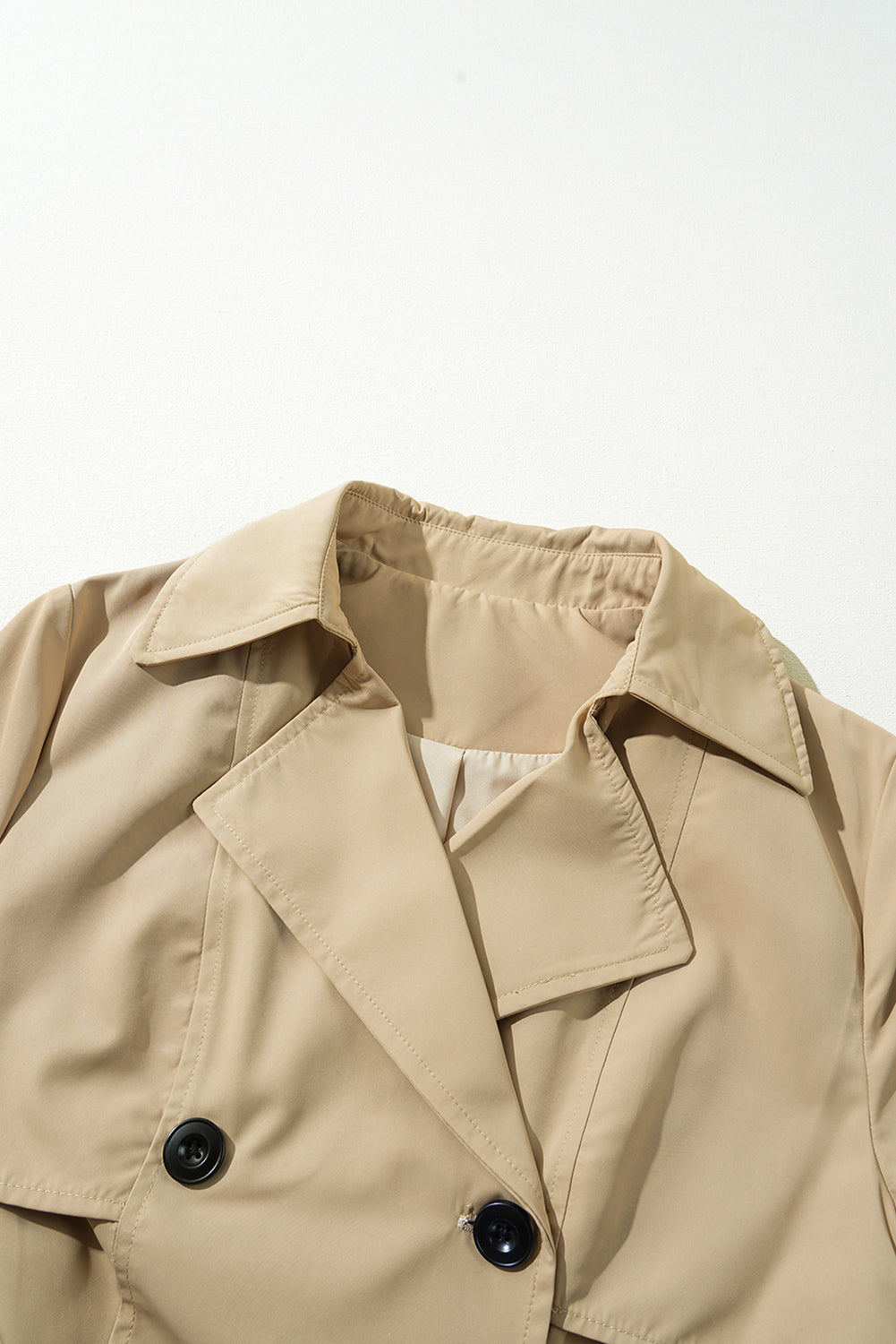 Light Khaki Lapel Collar Trench Coat
