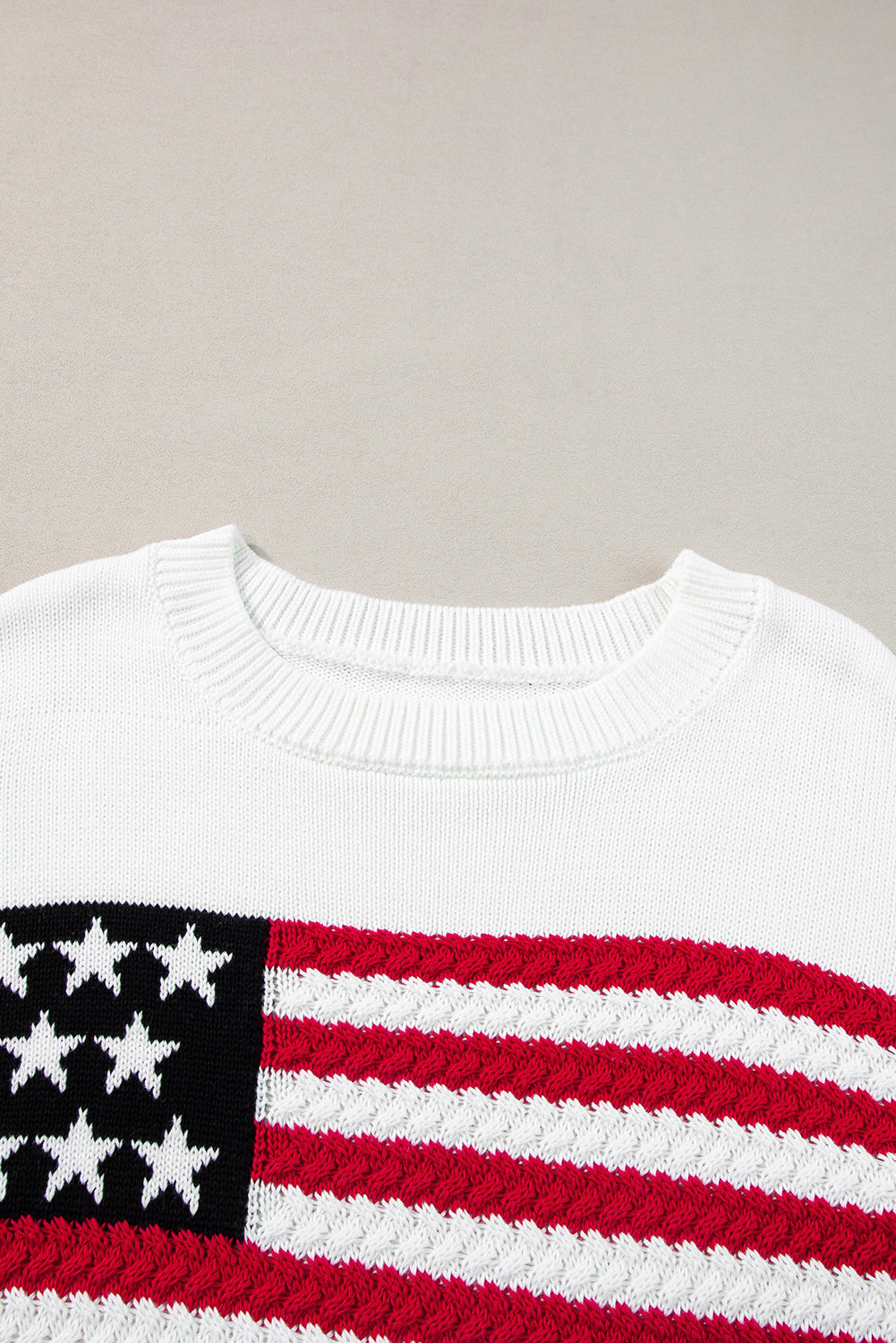 White American Flag Cable Knit Sweater