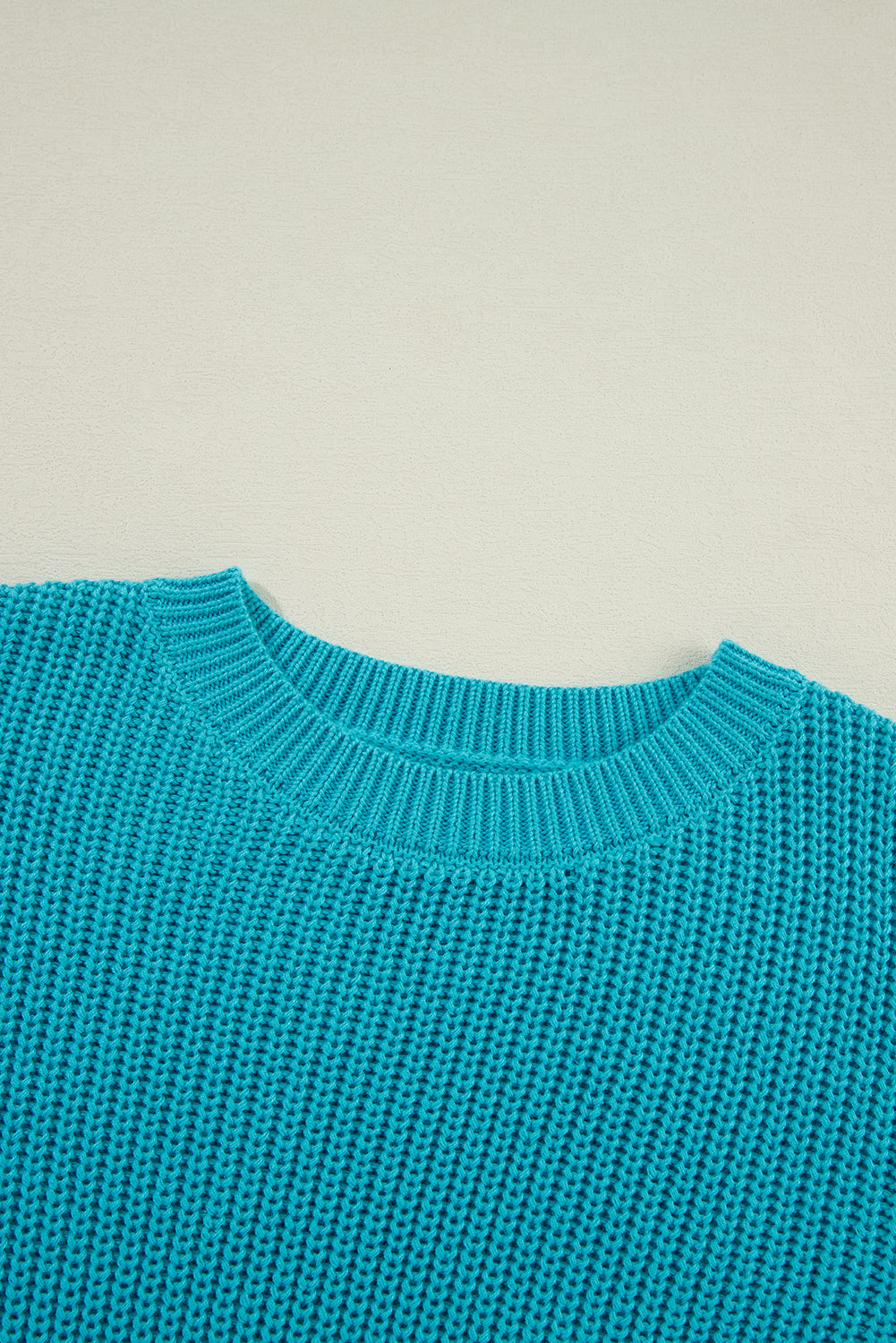 Turquoise Eyelet Bubble Sleeve Knit Sweater