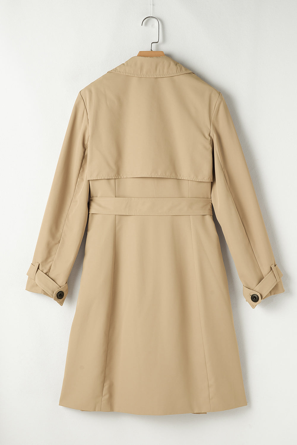 Light Khaki Lapel Collar Trench Coat
