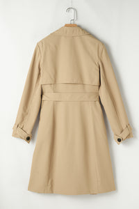 Light Khaki Lapel Collar Trench Coat