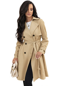 Light Khaki Lapel Collar Trench Coat