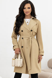 Light Khaki Lapel Collar Trench Coat