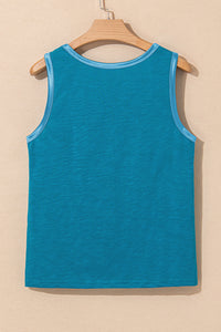 Metallic Shine Trim Scoop Neck Tank Top