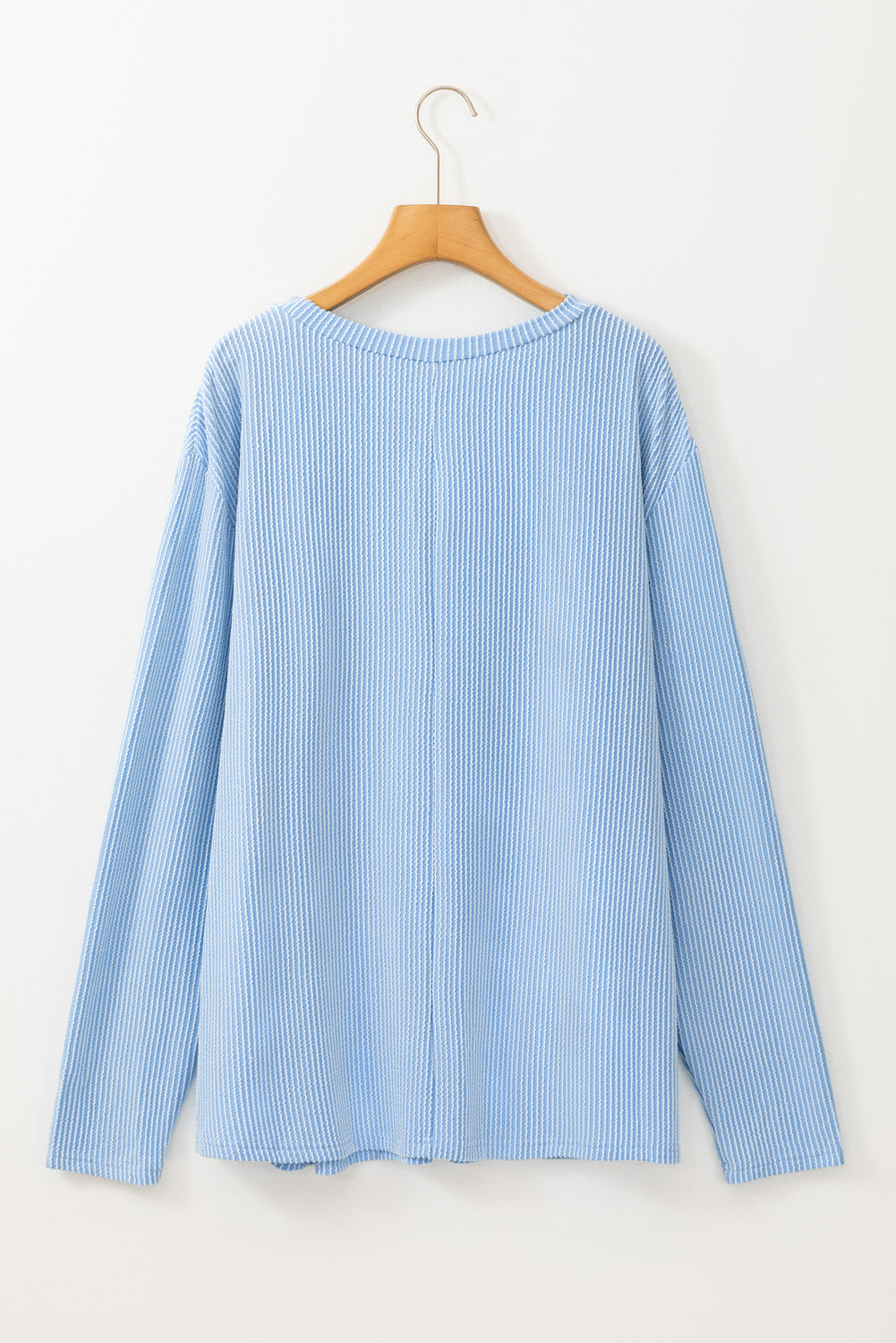Plus Size Ribbed Corded Texture Long Sleeve Knit Tunic Shirt