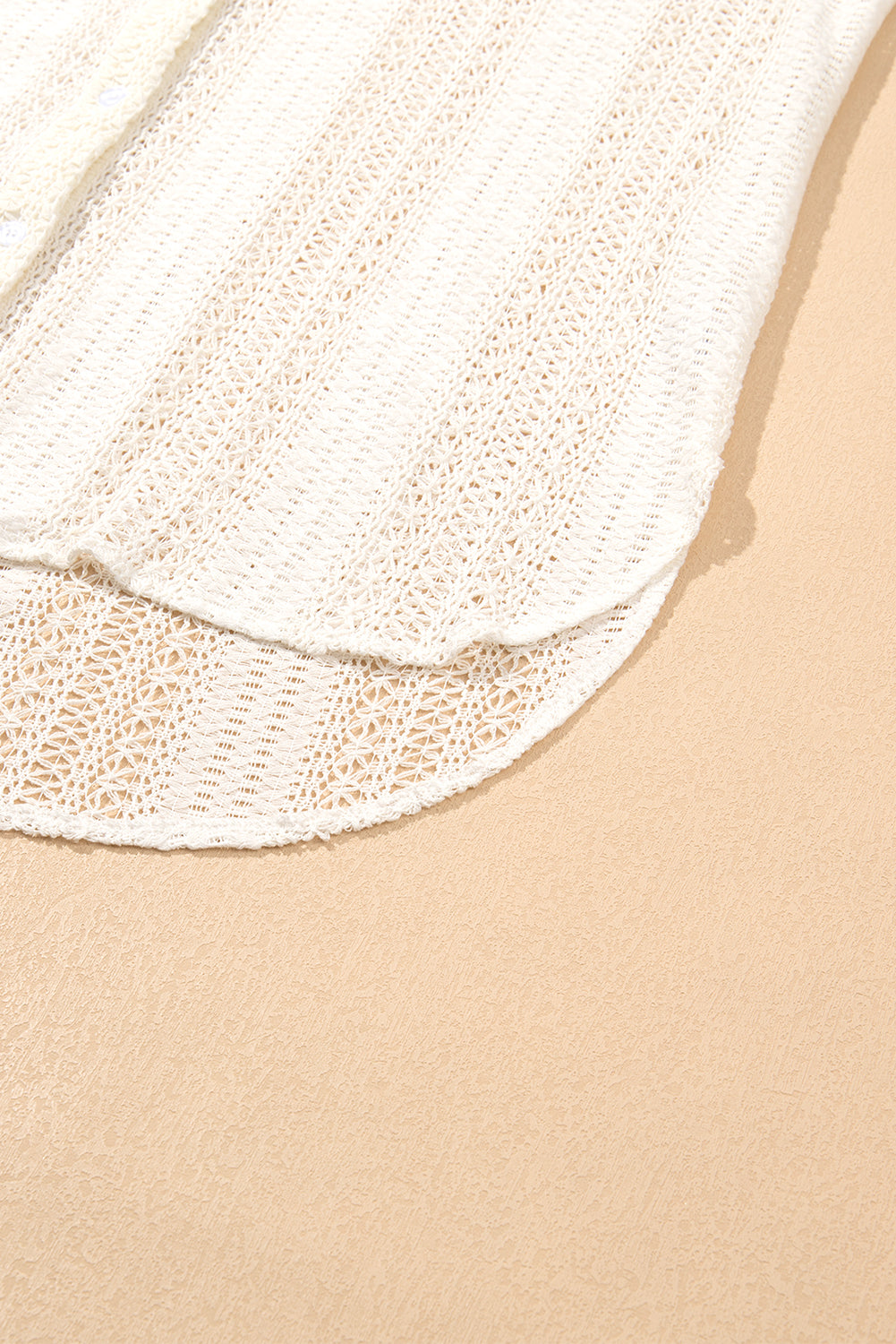 Ivory Lace Crocheted Button Down Tunic Oversized Shirt