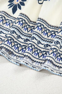Blue Boho Print Strappy T-back Tank