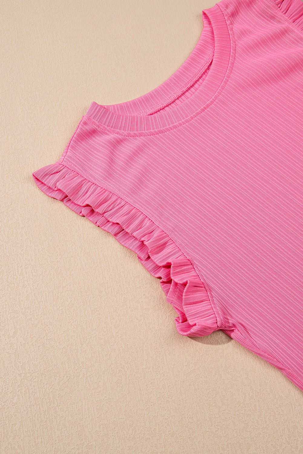 Pink Textured Ruffle Crop Top and Long Skirt Two Piece Set