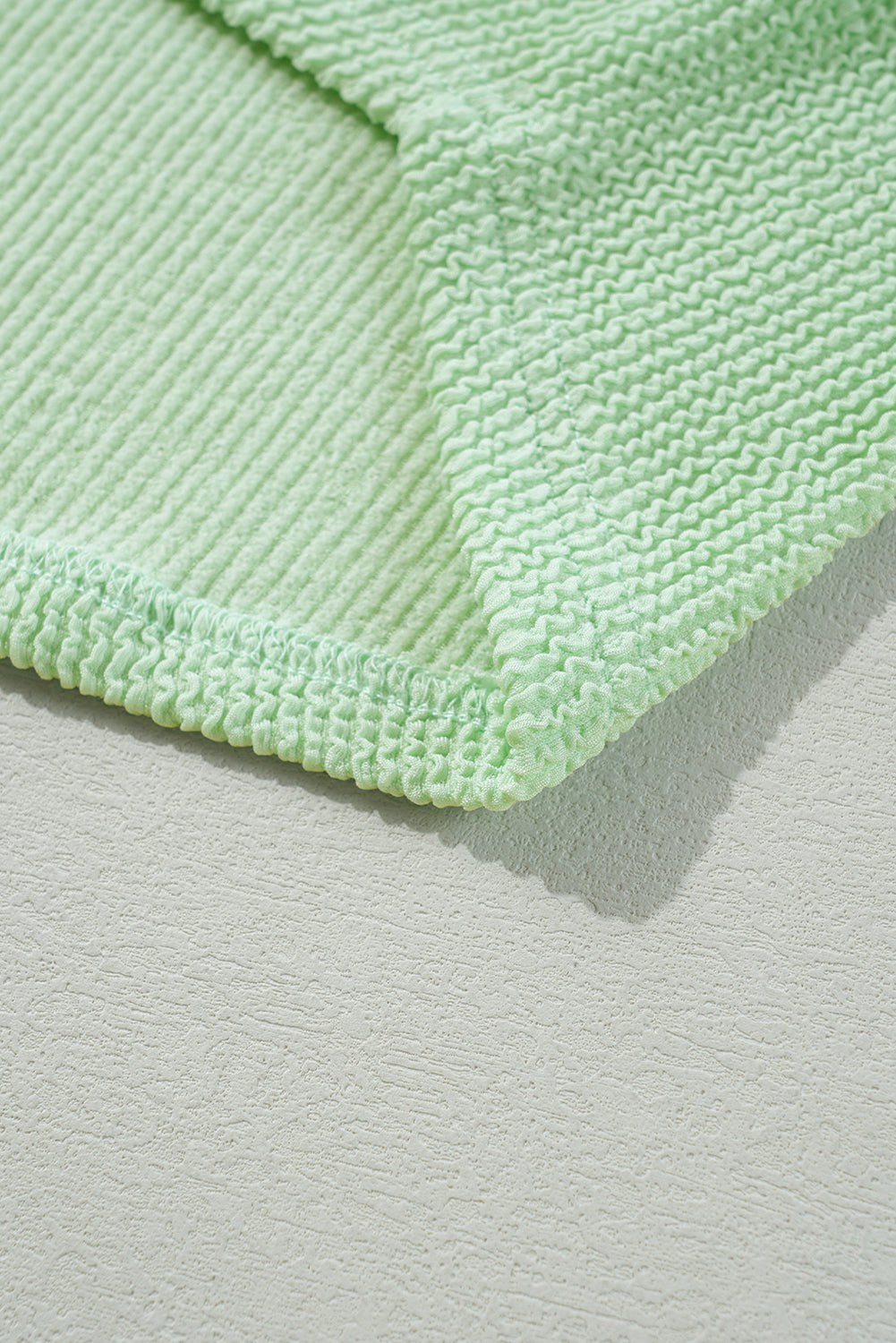 Spring Green Ribbed Drop Shoulder Pullover Top
