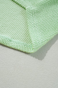 Spring Green Ribbed Drop Shoulder Pullover Top