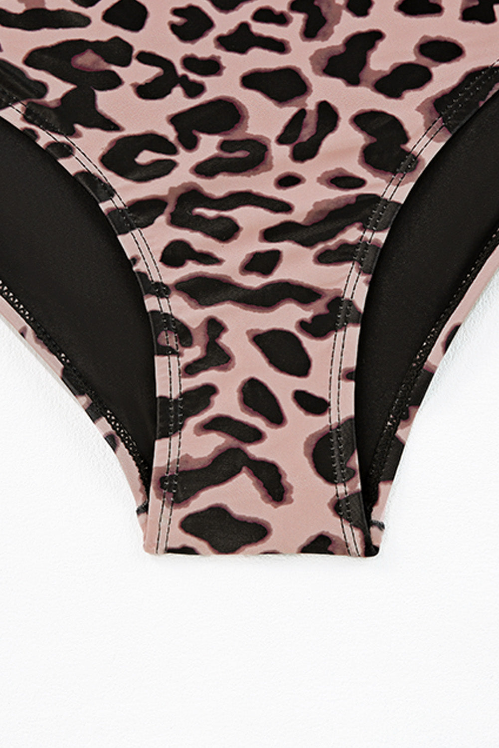 Solid Color Snap Neckline Top Printed Bottom Tankini