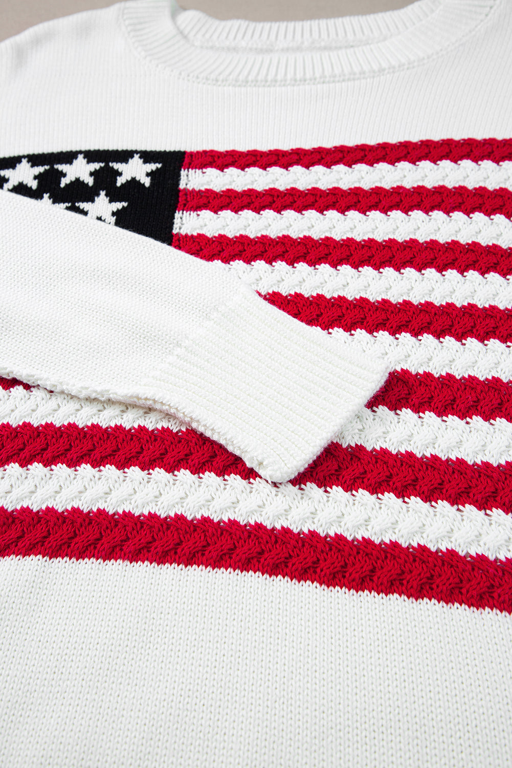 White American Flag Cable Knit Sweater