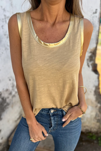 Metallic Shine Trim Scoop Neck Tank Top