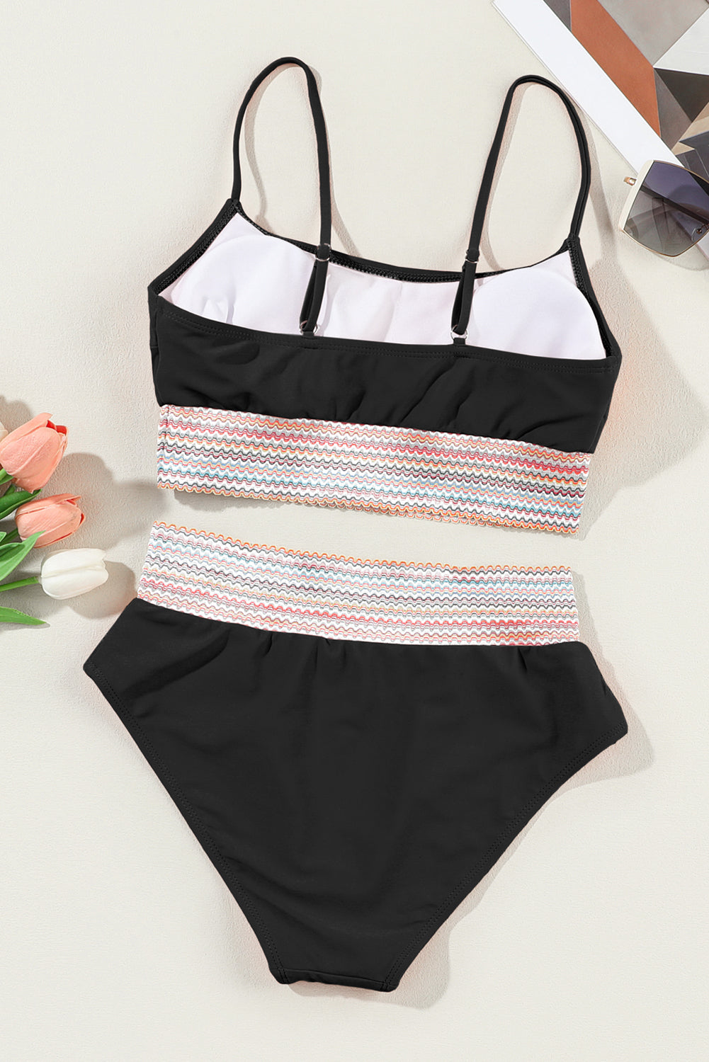 Multi-Color Striped Elastic Band Bikini 2-Pc Set