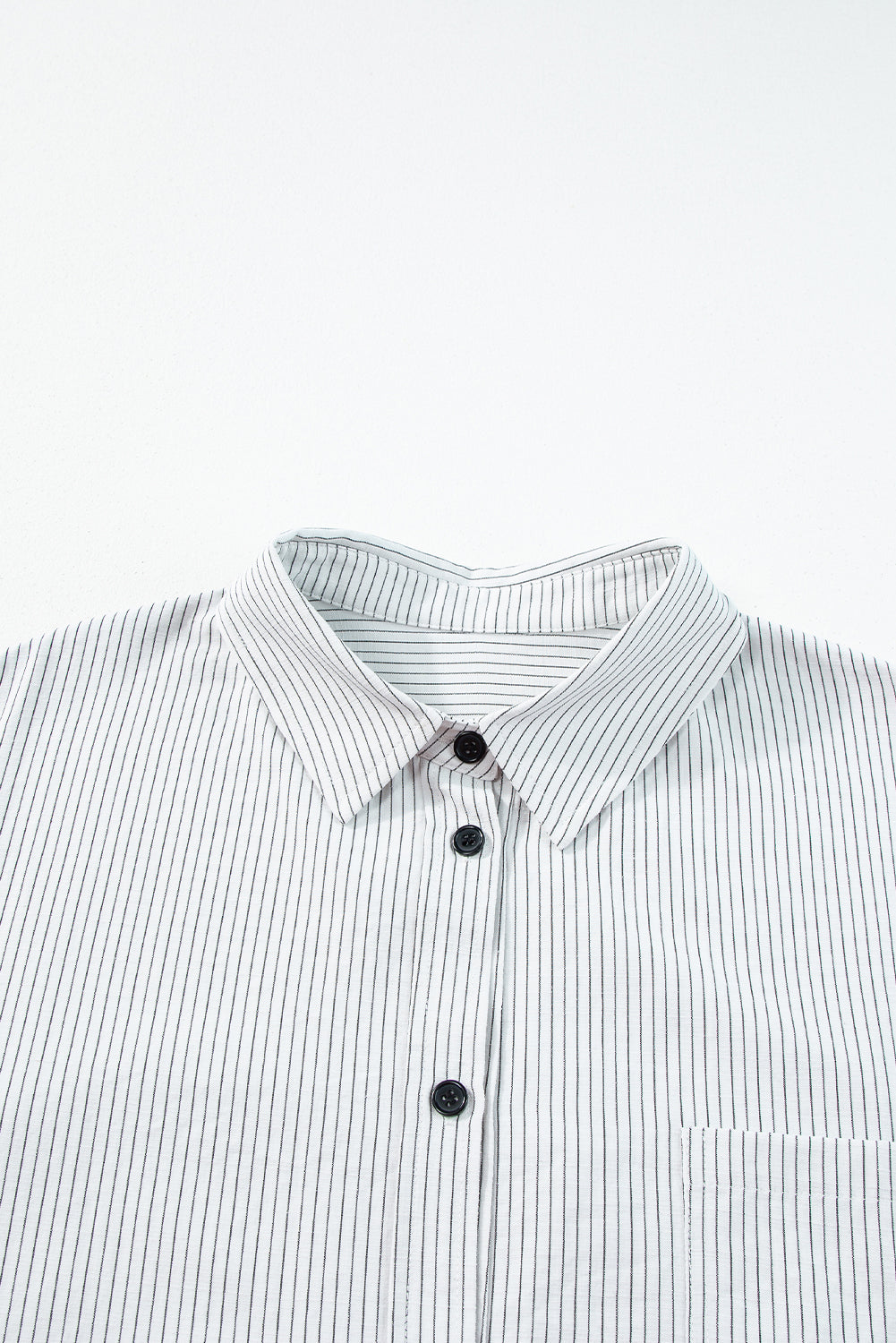 Black Stripe Roll-tab Raglan Sleeve Over-Sized Tunic Blouse