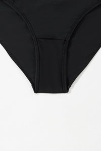 Pink and Black Crossover Cutout One Piece Padded Swimsuit