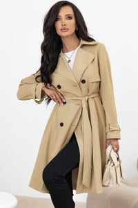 Light Khaki Lapel Collar Trench Coat