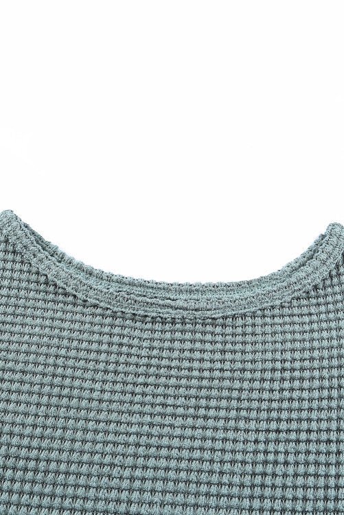 Sage Green Long Sleeve Waffle Knit Shirt