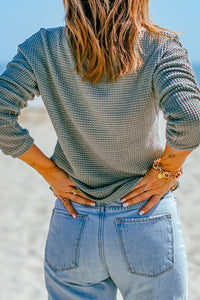 Sage Green Long Sleeve Waffle Knit Shirt