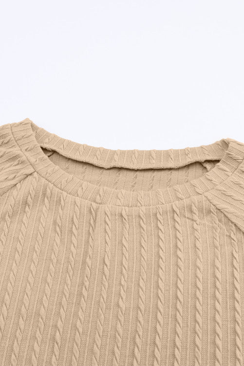 Camel Textured Long Sleeve Knit Top