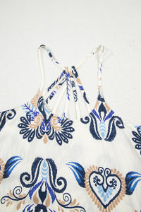 Blue Boho Print Strappy T-back Tank