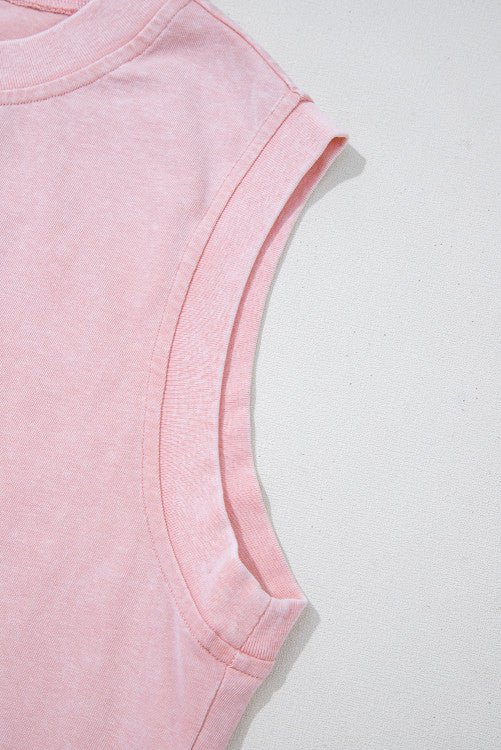 Mineral Wash Cotton Sleeveless Top and Skort Set