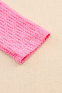 Barbie Pink Waffle Knit Button Up V-Neck Cardigan