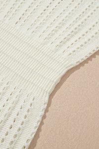 White Open Knit Crochet V-Neck Beach Tank Dress