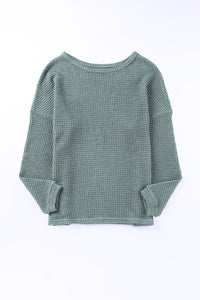 Sage Green Long Sleeve Waffle Knit Shirt